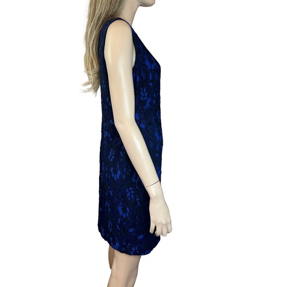 Ralph Lauren Dress Sheath Lace Overlay Royal Blue Cocktail Sleeveless - Picture 5 of 15